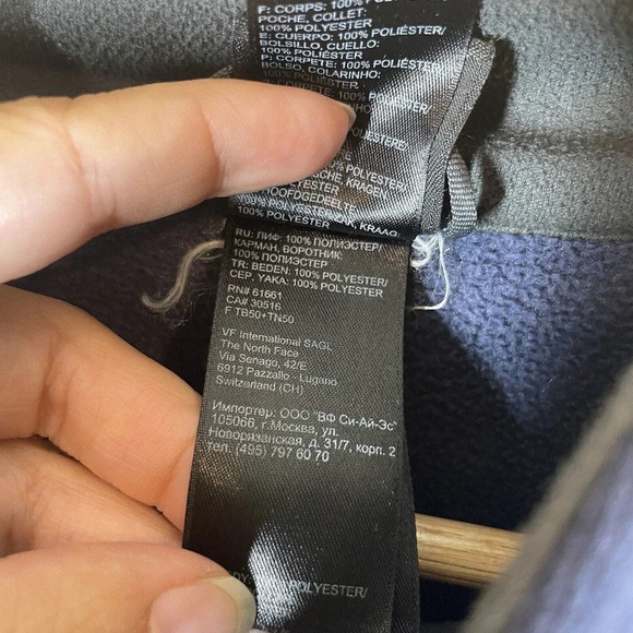 The North Face Mens Size Large Blue Color Block Zip Up Sweater Jacket - Picture 6 of 10